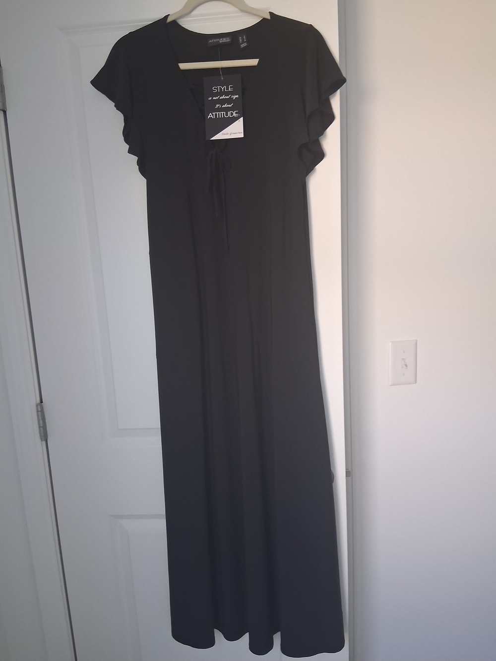 Attitudes by Renee Black Maxi Dress with Tie Front